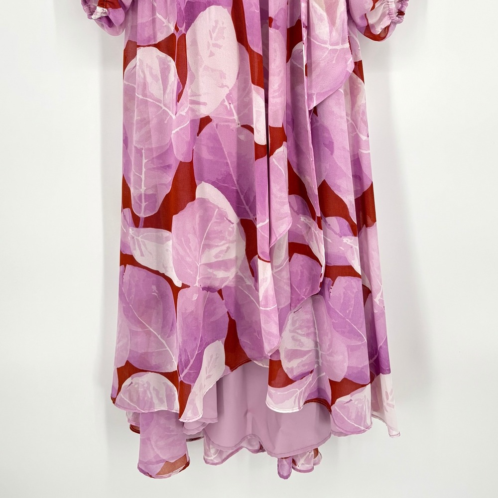 Anthropologie Hutch Floral Wrap Midi Dress Purple Brown Long Sleeve Ruffle Sz S - Picture 8 of 15